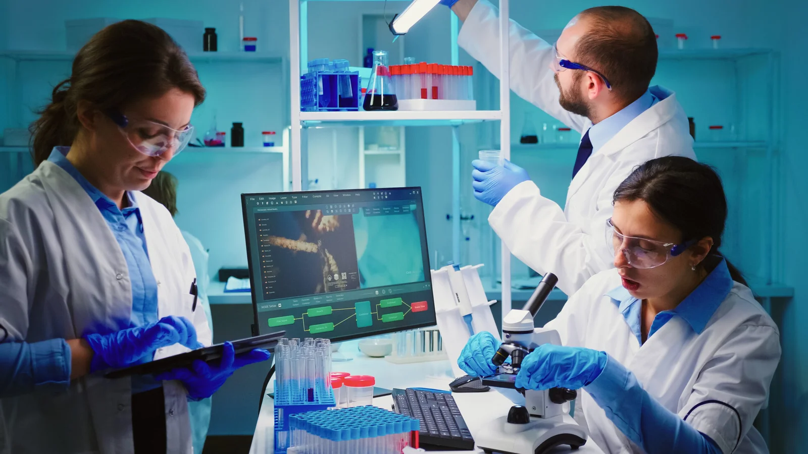 Specialist reviewing diagnostic scans