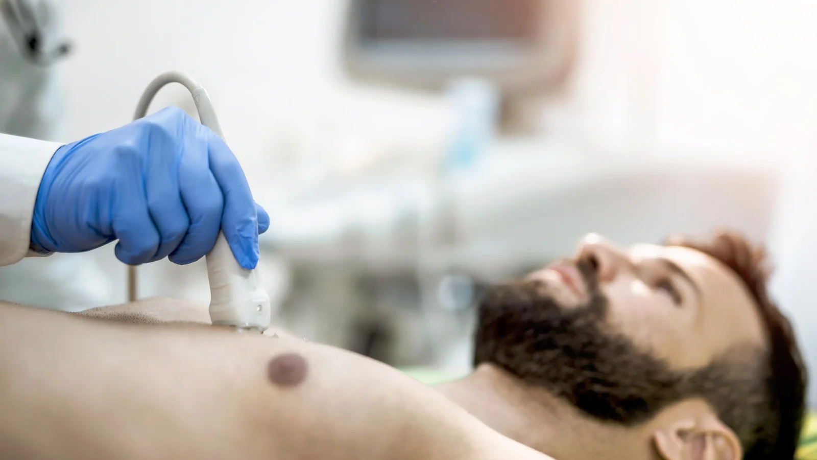 Cardiologist reviewing health data